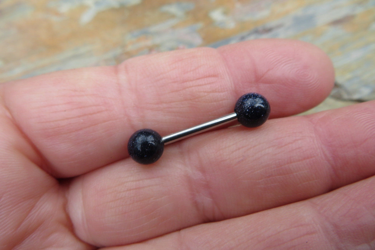 Galaxy Blue 316L Surgical Steel Tongue Nipple Barbell
