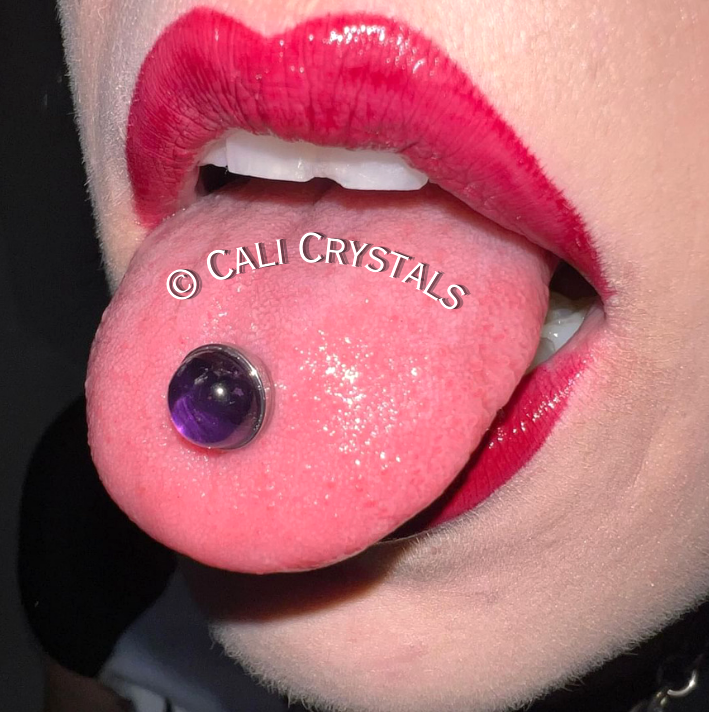 Amethyst Natural Stone Tongue Piercing Barbell