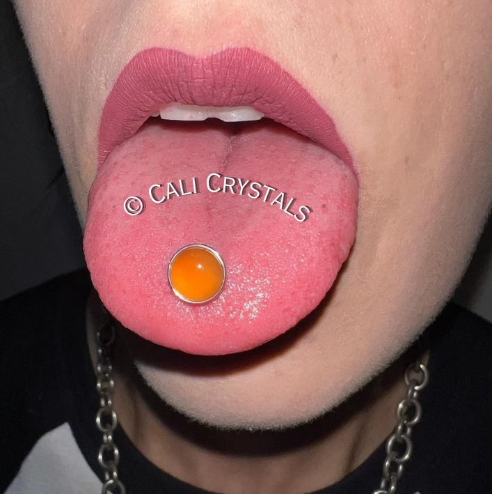 Carnelian Natural Stone Tongue Piercing Barbell