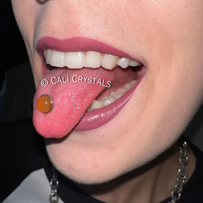 Carnelian Natural Stone Tongue Piercing Barbell