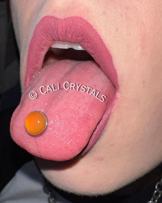 Carnelian Natural Stone Tongue Piercing Barbell