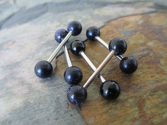 Galaxy Blue  316L Surgical Steel Tongue Nipple Barbell