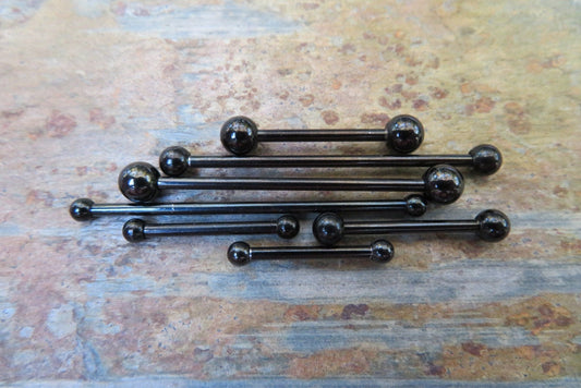 Black Titanium Ion Plated 14G Piercing Barbell