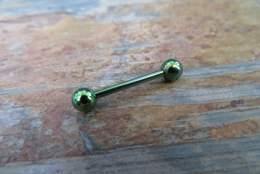 Green Titanium Ion Plated 14G Piercing Barbell