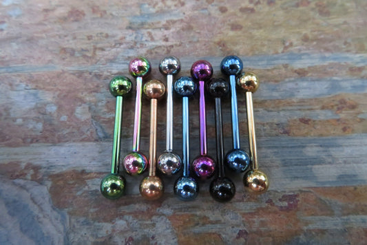 Blue Titanium Ion Plated 14G Piercing Barbell