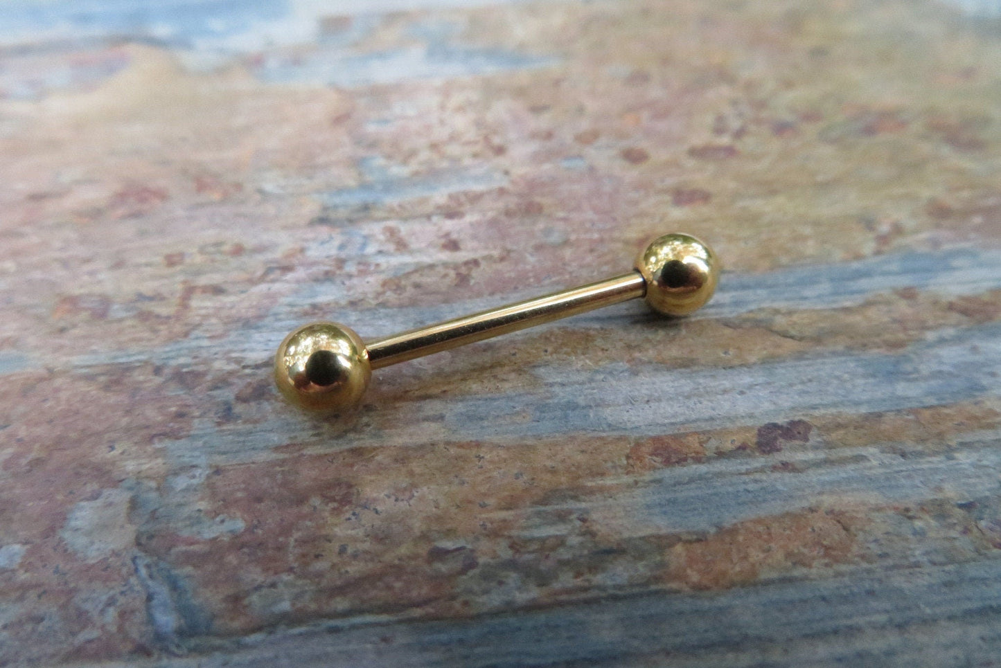 Gold Titanium Ion Plated 14G Piercing Barbell