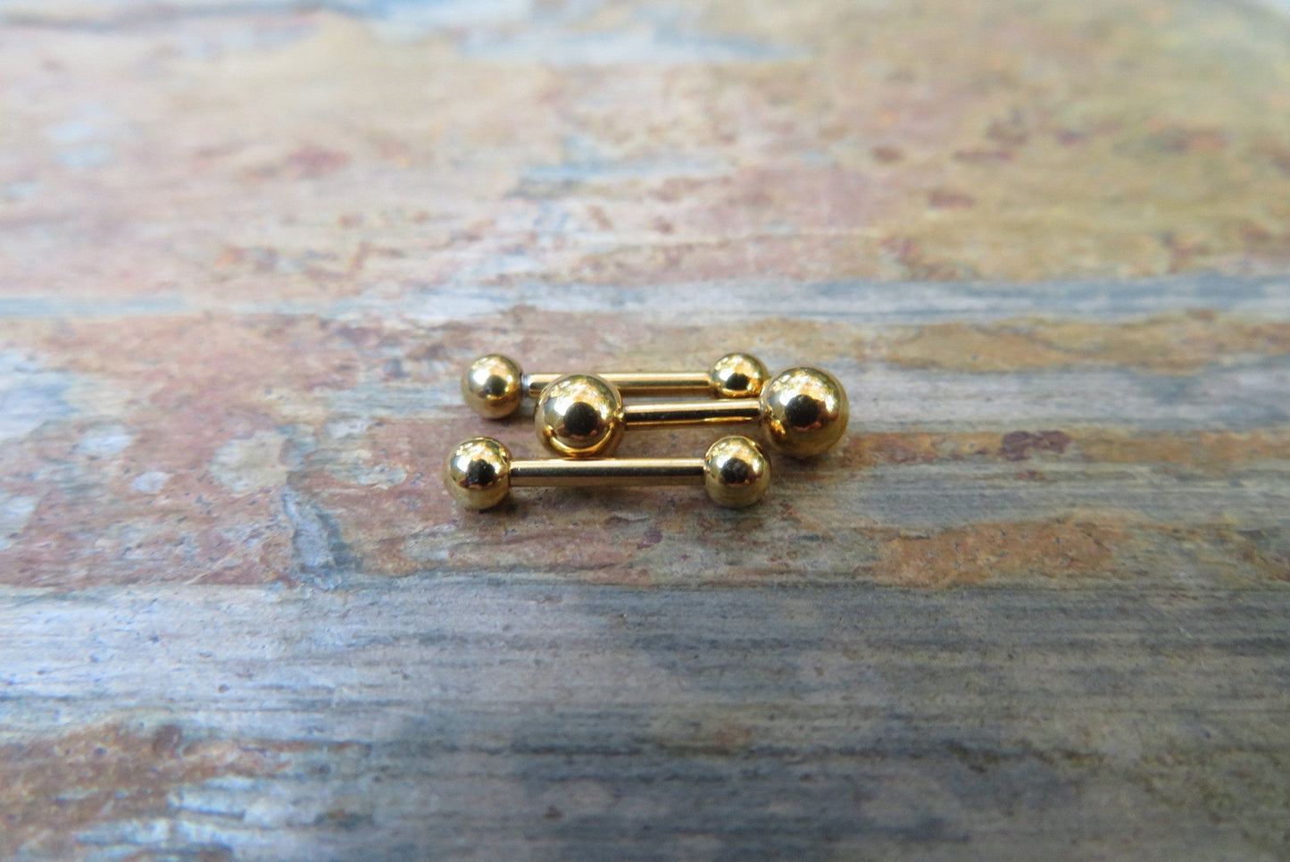 Gold Titanium Ion Plated 14G Piercing Barbell