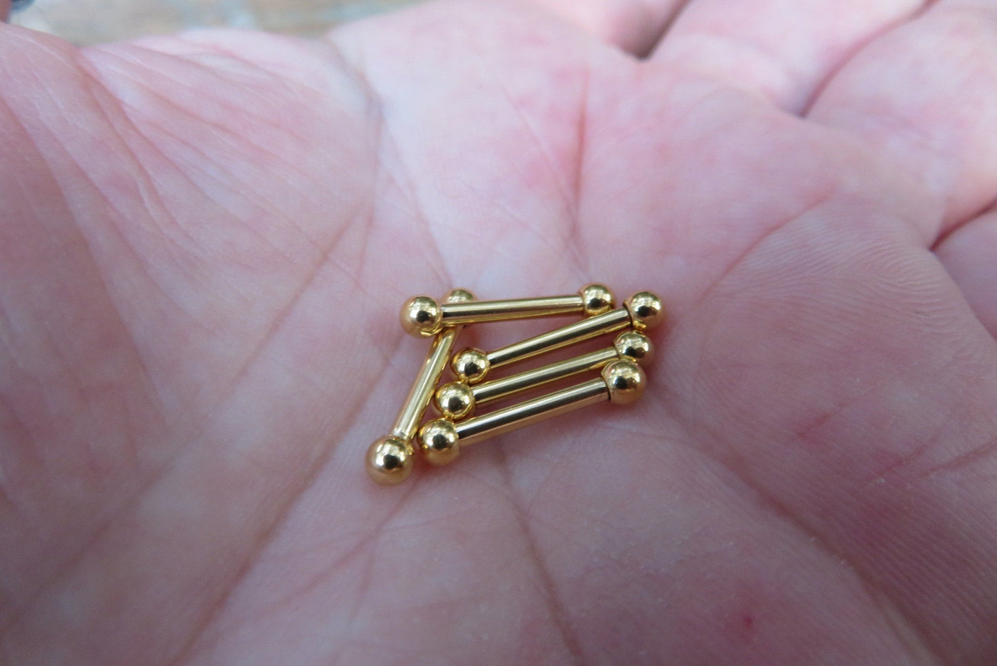 Gold Titanium Ion Plated 14G Piercing Barbell