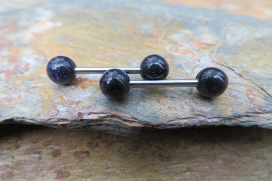 Galaxy Blue  316L Surgical Steel Tongue Nipple Barbell