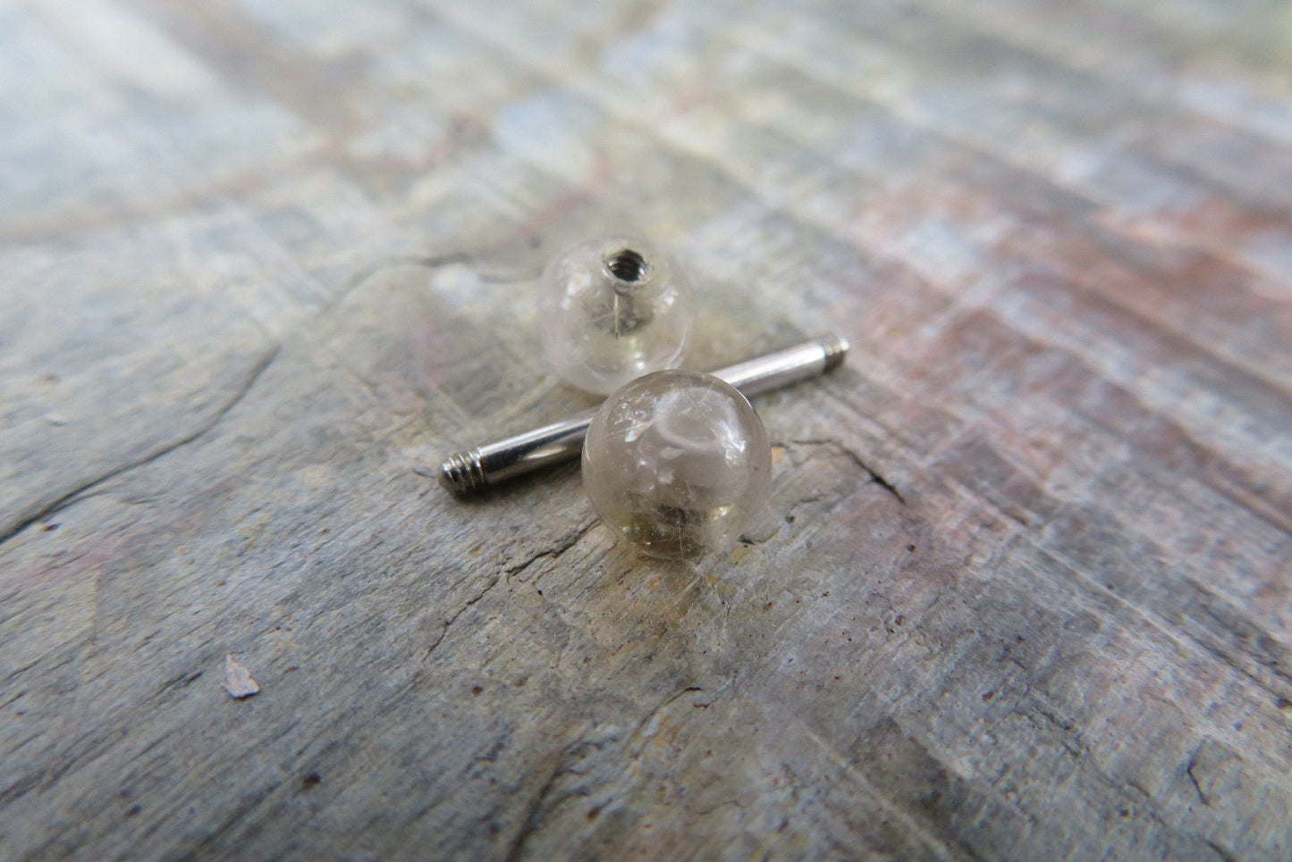 Golden Rutile Quartz Natural Stone 316L Surgical Steel Tongue Nipple Barbell