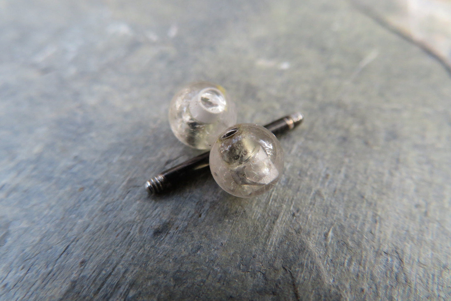 Golden Rutile Quartz Natural Stone Black Titanium Ion Plated Tongue Nipple Barbell