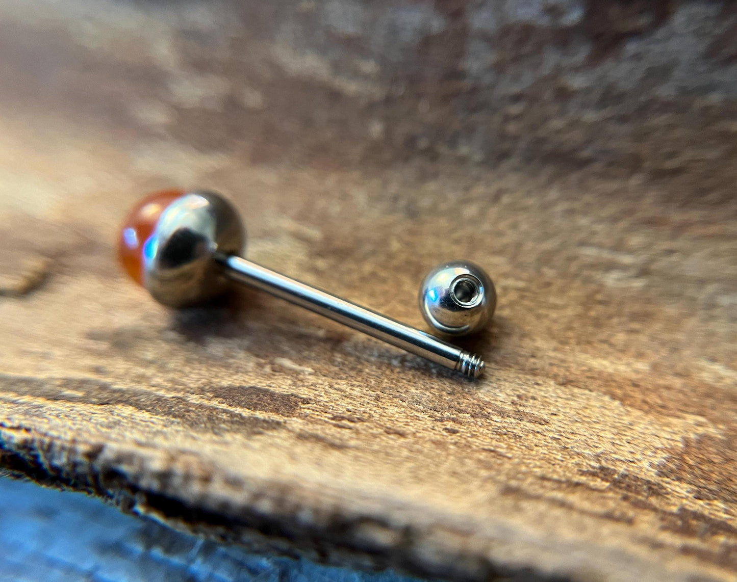 Carnelian Natural Stone Tongue Piercing Barbell