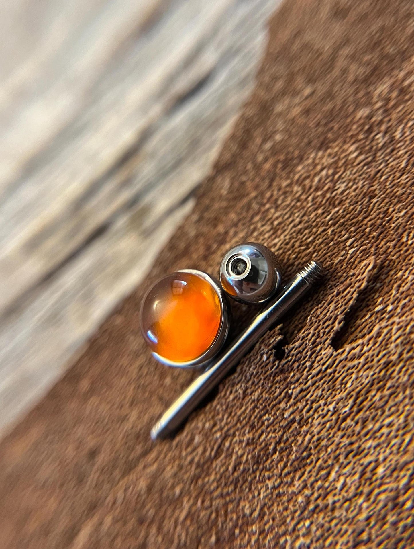 Carnelian Natural Stone Tongue Piercing Barbell