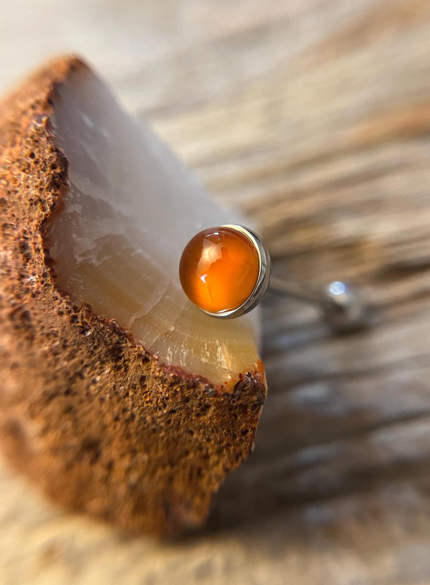 Carnelian Natural Stone Tongue Piercing Barbell