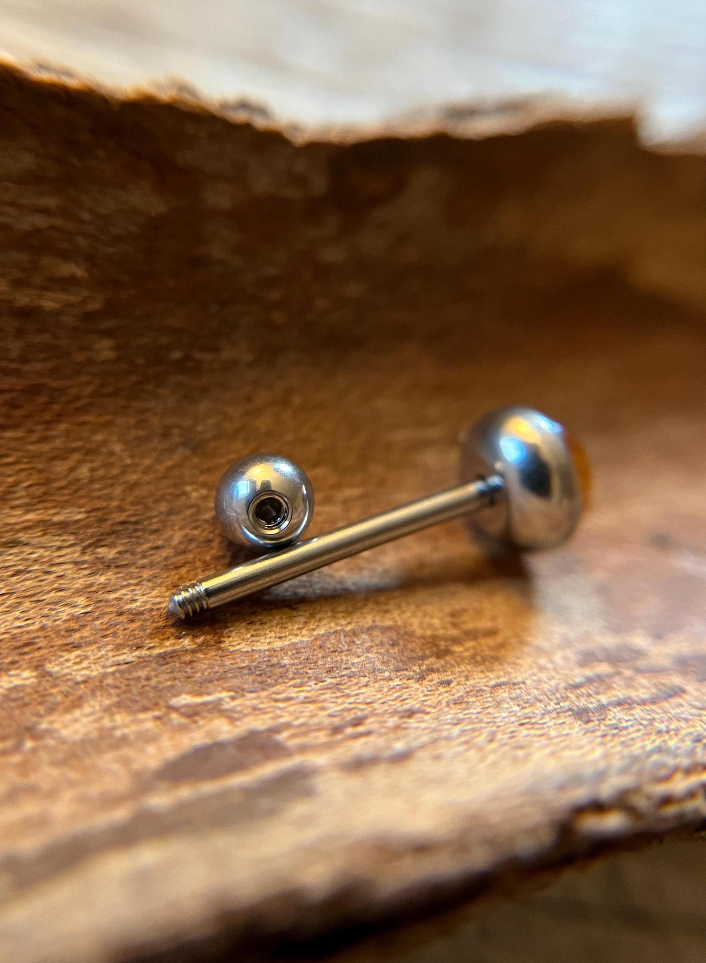 Citrine Natural Stone Tongue Piercing Barbell