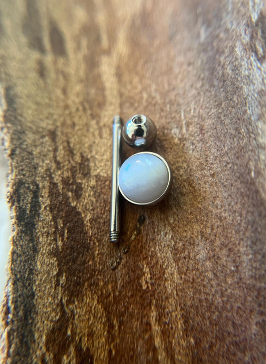 Blue Gray Agate Natural Stone Tongue Piercing Barbell