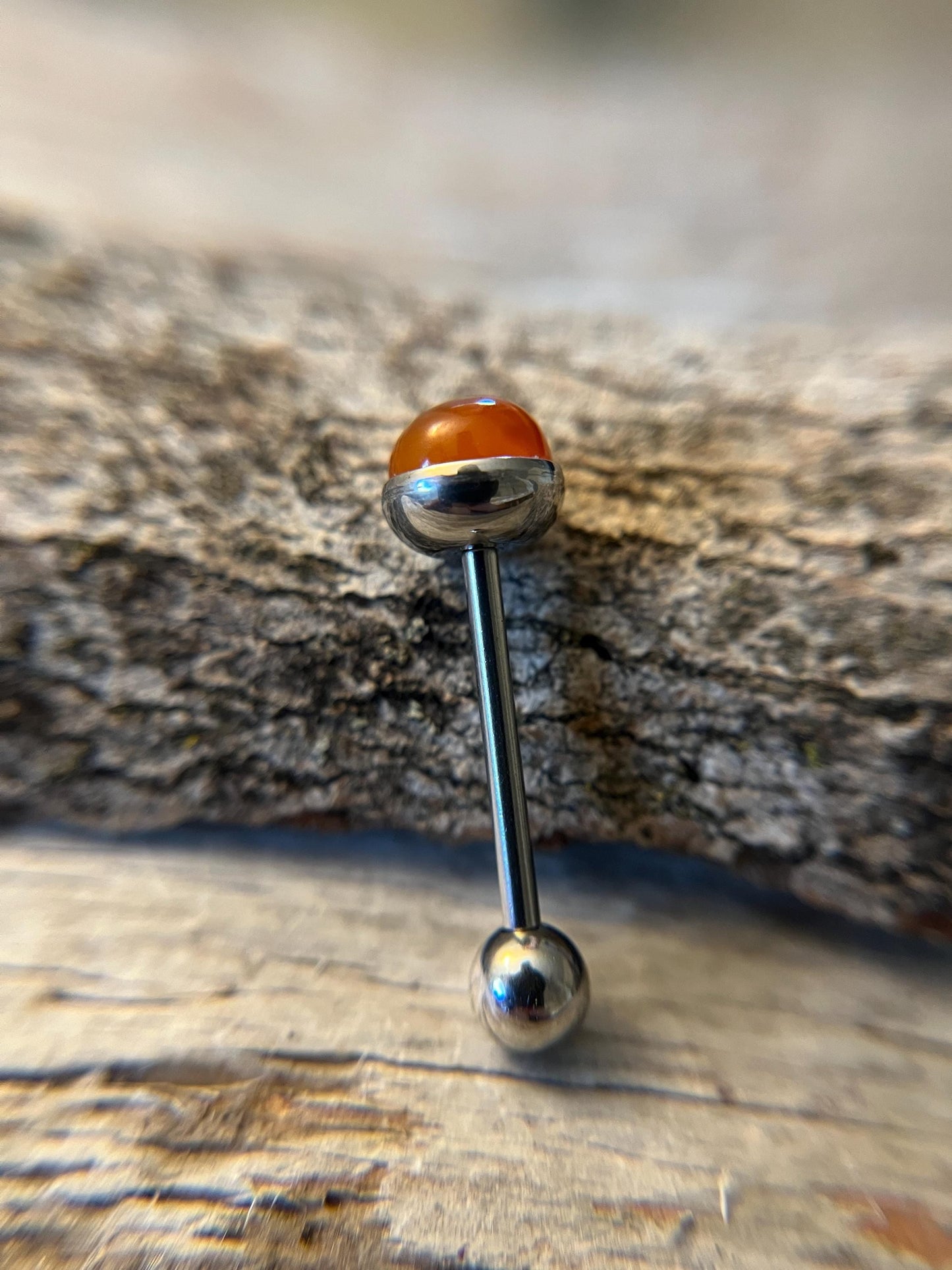 Carnelian Natural Stone Tongue Piercing Barbell