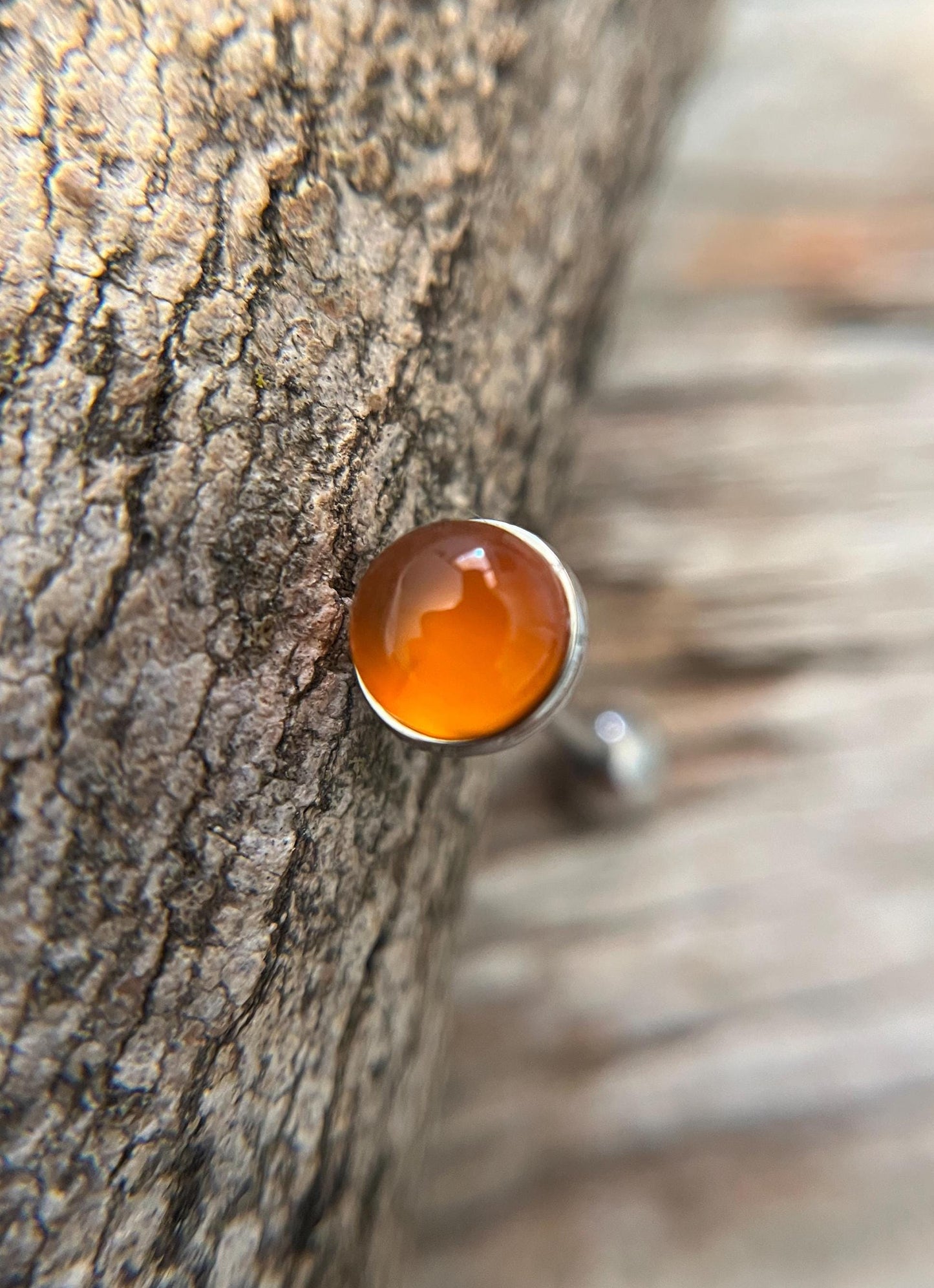 Carnelian Natural Stone Tongue Piercing Barbell