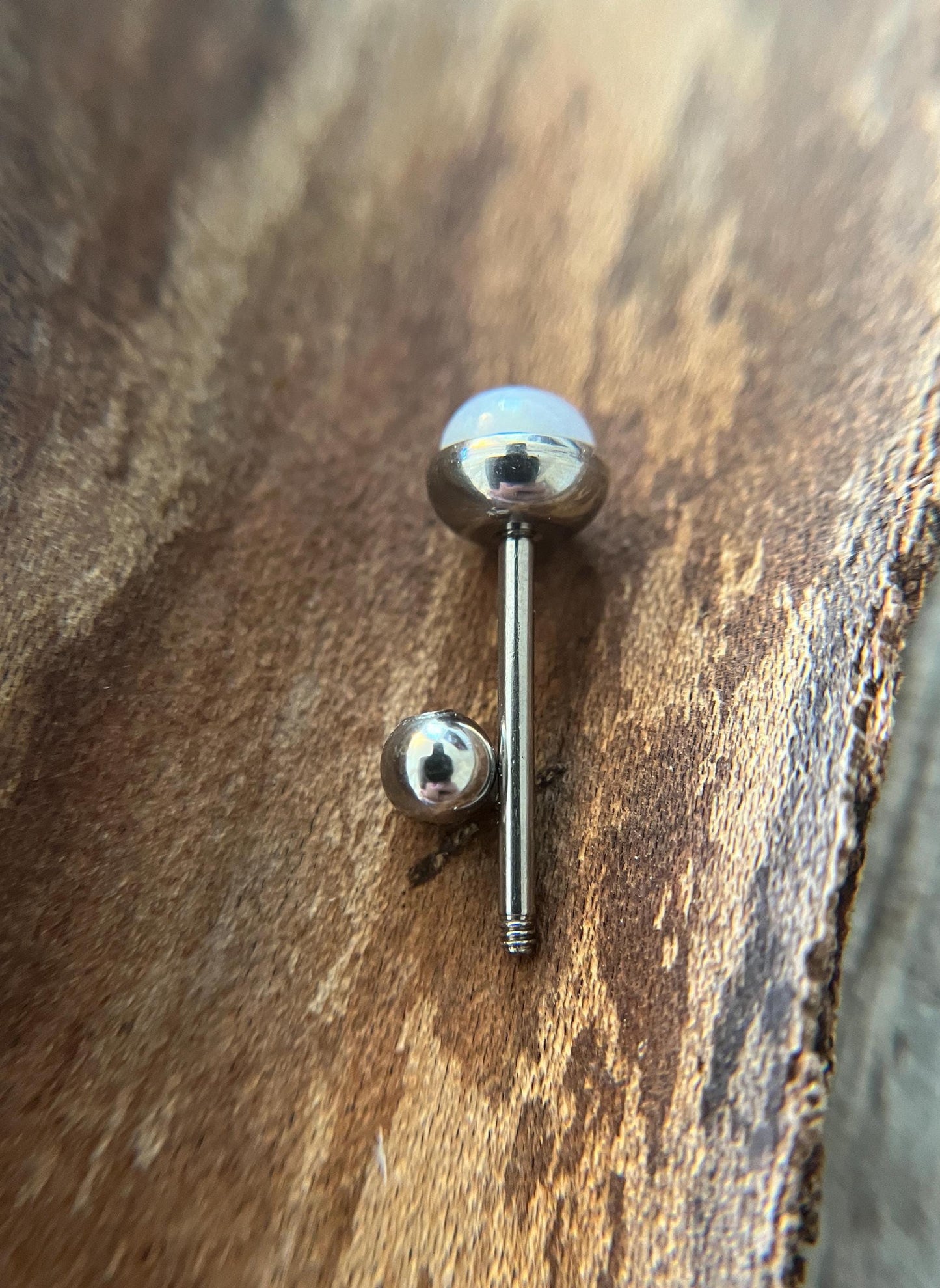 Blue Gray Agate Natural Stone Tongue Piercing Barbell