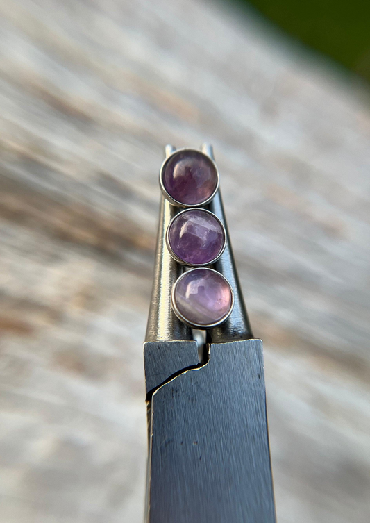 Amethyst 6mm Natural Stone Tongue Piercing Barbell