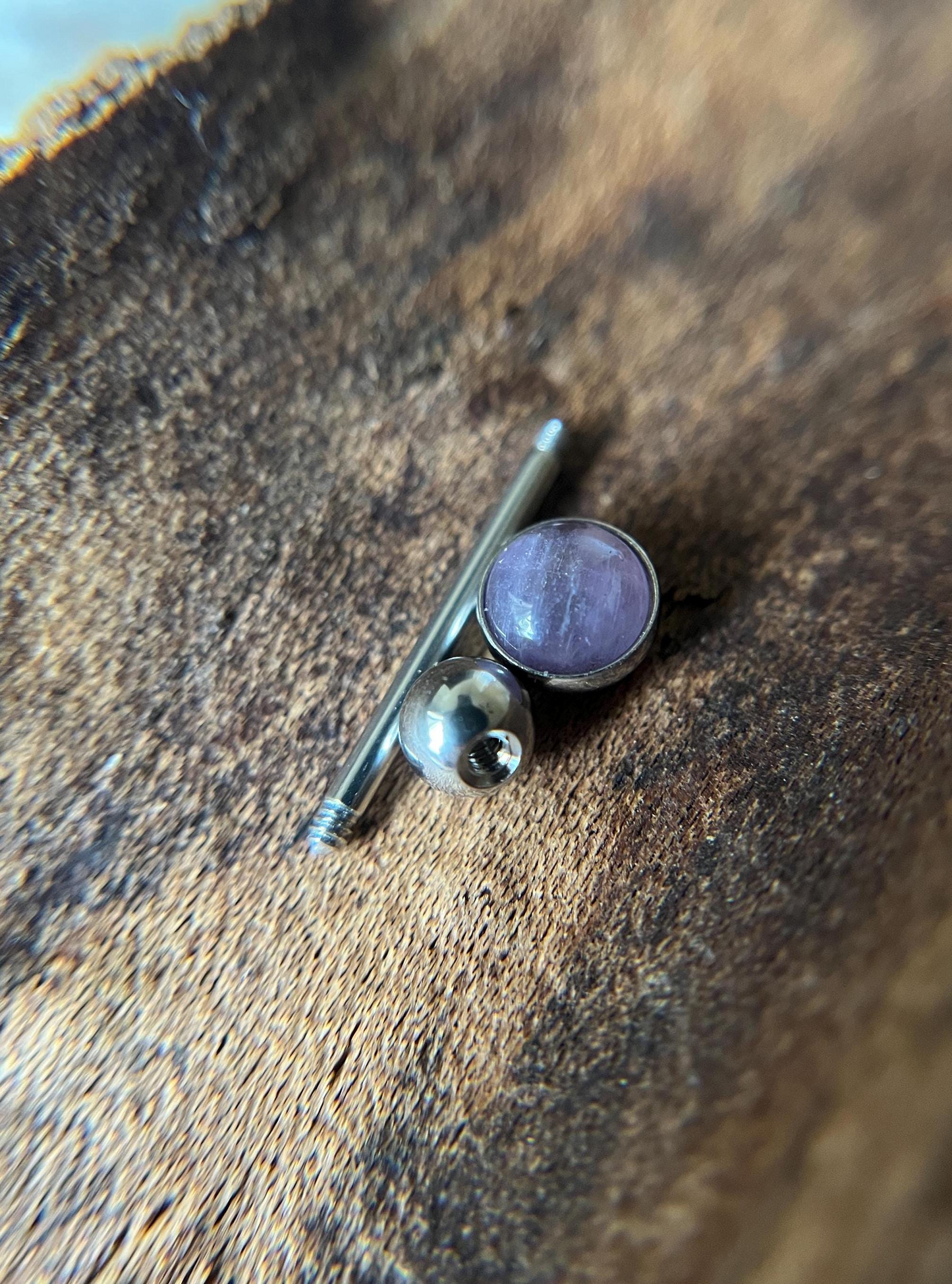 Amethyst 6mm Natural Stone Tongue Piercing Barbell